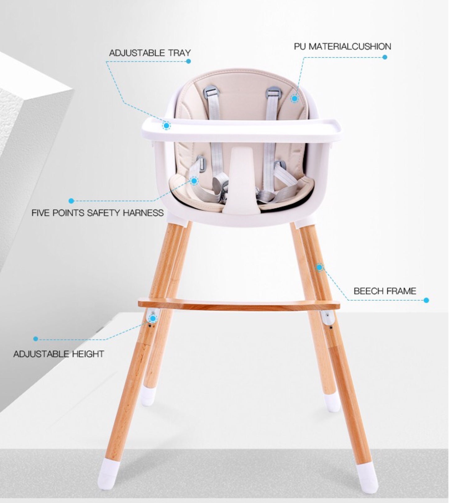 Modern Wooden High Feeding Chair