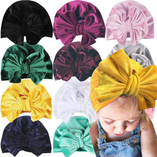 Baby velvet bow hats